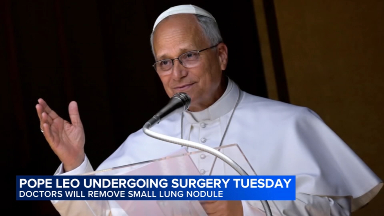 Pope Leo heads to hospital ahead of surgery to remove lung nodule

       — ABC 7 Bay Area, Belvedere Health news