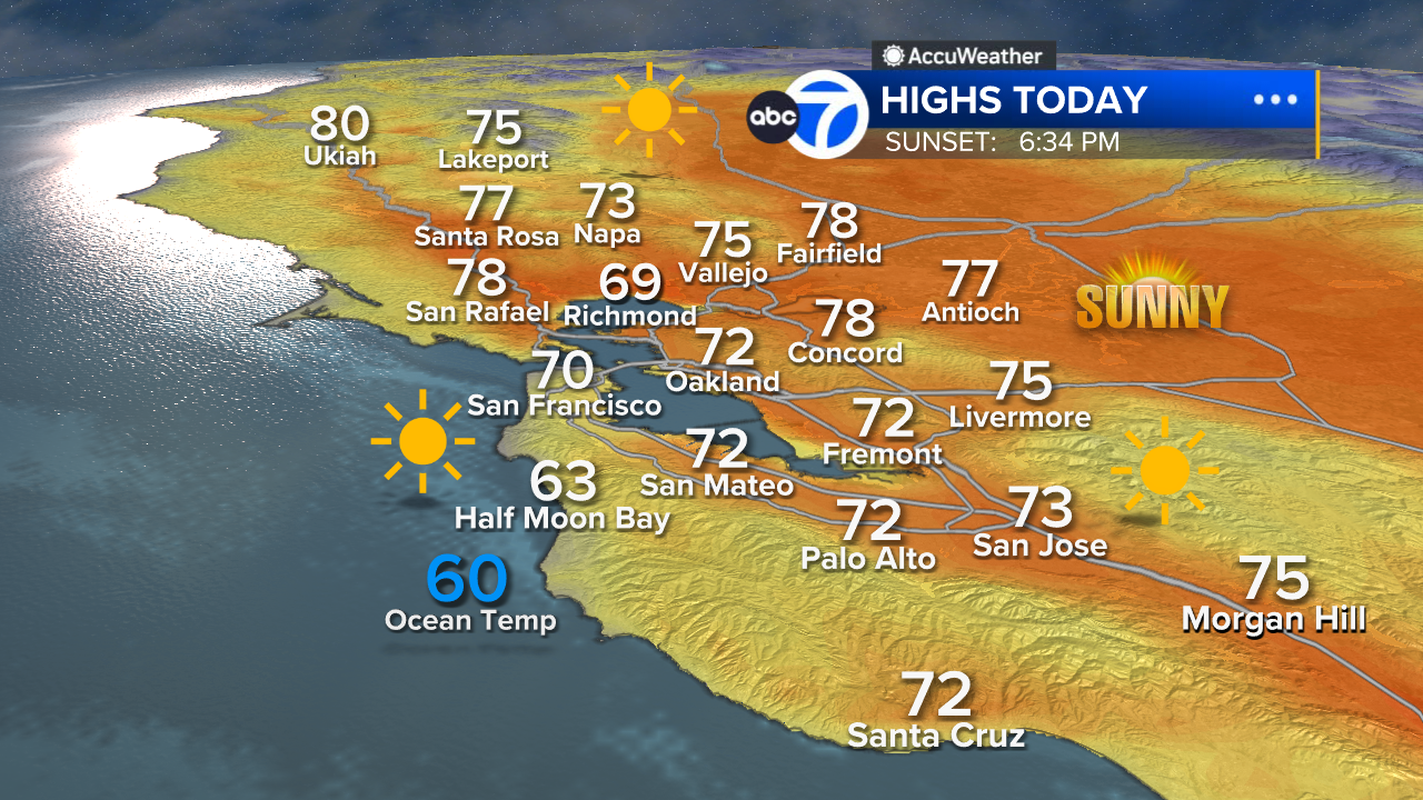 AccuWeather Forecast: Chilly morning leads to mild and sunny afternoon before warming trend begins
       — ABC 7 Bay Area, Belvedere Community news