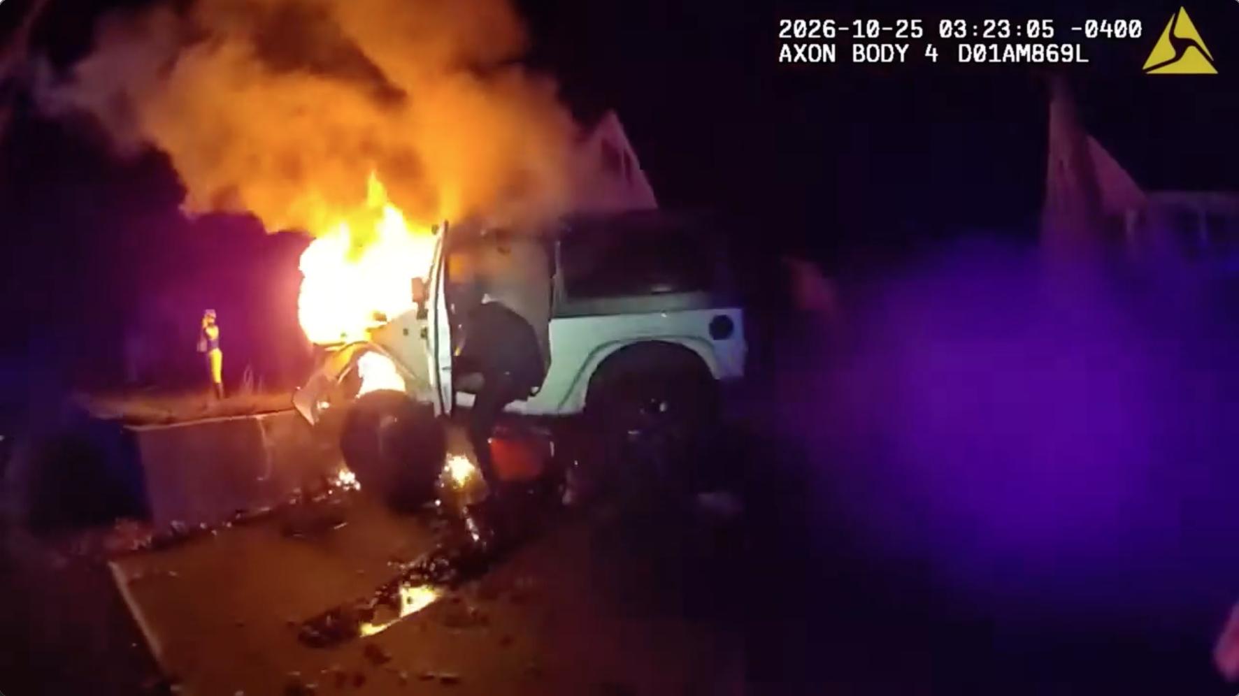 Bodycam video shows police rescuing man from burning Jeep after crash; driver facing multiple charges — KTVU FOX 2 Bay Area, Belvedere Community news
